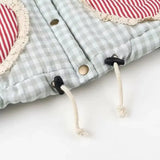 Plaid Heart Patchwork Pocket Puffer Jacket-Outfit