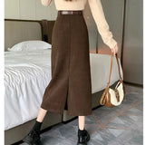 Fongt New Autumn And Winter Port Style Retro Skirt Thicker Wicked Skirt Long Bag Hip Skirt Open Skirt