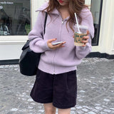 Fongt Lazy Wind Big Lapel Cardigan Zipper Jacket Women's Autumn And Winter New Wide Soft Waxy Sweater Top-Outfit