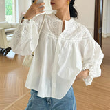 Fongt 2025 New Style French Embroidered White Shirt Female Long Sleeve Temperament Commuting Southern Oil Women Shirt