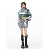 Bomber Woman Varsity Jacket Detachable Black Oversize Racing Motorcycle Leather Baseball Jacket Long Sleeves Coat