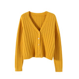 Fongt Autumn And Winter Short External Loose Net Red Long-Sleeved V Sweater Knitted Shirt Solid-Colored Cardigan Coat Top