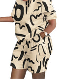 Fongt Women's Spring And Summer Explosion Short-Sleeved Two-Set Printed Commuter