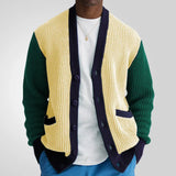 Fongt And Winter Young Men's Knitted Shirt Hot Hit-Colored Cardigan Sweater Coarse Knit Coat