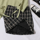 Small Scented Coarse Flowers, Lattice Half-Dress Woman 2022 Autumn And Winter New High-Waisted Thin Ass A-Word Skirt