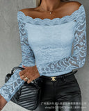 One-Word Shoulder Lace Top-ODL1836 Series-Outfit