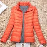 Large Size Plus Fat Down Jacket Female Light Korean Version Fashion Standing Collar Short Fat MM White Duck Down Coat Tide-Outfit