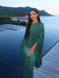 Fongt New Women's Fashion Elegant Style Style Tamply Espress Printing V-Neck Dress
