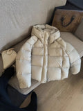 Merard Coffee Color Short Small Hooded Down Jacket Women's Winter 2024 New White Duck Velvet Thick Coat-Outfit