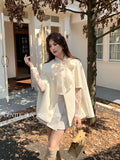 Fongt Xixi 2025 Autumn New White Standard Temperament Elegant Thousand Gold Wind Long-Sleeved Coat Cape Woman 86100