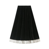 Fongt Folded Skirt Dress 2025 Autumn And Winter New Black High-Waist Temperament 100 Folded Half Skirt 6653