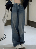 Vintage Faded Wash Straight Leg Boyfriend Jeans-Outfit
