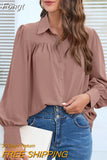 Casual Button Shirts Elegant Lantern Sleeve Chiffon Loose Women Blouse Vintage Solid Lady Top Office Woman Clothes