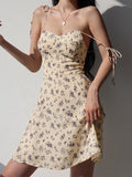 Floral Slim Mini Dress with V