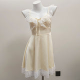 Fongt Girl Lace Sexy Sling Dress Girl Summer Pure Lust Style High-End Private Room Dew Back Silky Home Skirt