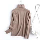 Chic Women 100% Wool Turtleneck Sweater Vintage Office Ladies Thin Knitted Jumper Tops