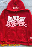 Letter Print Zip Up Hoodies Women Men Casual Streetwear Long Sleeve Jacket Coats American Oversized Hooded Sweatshirts