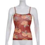 Printed Mesh Crop Cami Top-Outfit