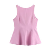 Fongt Tie With Bare Back Vest 2025 Spring Sleeveless Waist Skirt Swing Women's Top