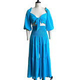 Fongt Summer Wrapped Bra Strap Wide Leg Pants Large Size Two-Set Casual Suit
