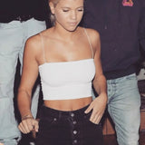 New Fashion Women Spaghetti Strap Crop Top Sexy Bodycon Sleeveless Cami Tube Top Basic Plain