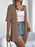 Real Shooting Spring And Summer Hollow Short-Sleeved Knitted Cardigan Holiday Sunscreen Shirt Women's