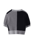 Style O-neck Short Knitted Sweaters Women Thin Cardigan Button Up 2023 Summer Casual Fashion Patchwork Crop Top