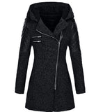 Fongt Explosion Of Women's Autumn And Winter Long Hooded Loose Zip-Chain Coat
