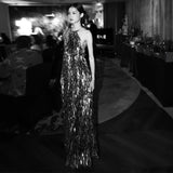 Fongt New Chinese Dress Light Luxury Niche 2025 New Famous Wind Hanging Neck Heavy Industry Slew Sexy Bare Back Dress
