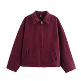 Fongt Autumn Women's Fashion Three-Color Solid Color Zipper Wool Coat