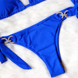 Fongt New Swimsuit Sexy Crystal Diamond Solid Color Strap Bikini Beach Vacation Swimsuit