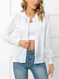 Fongt And Autumn Solid Color Round Collar Single Buckle Sweater Coat Casual Long-Sleeved Knitted Shirt Woman