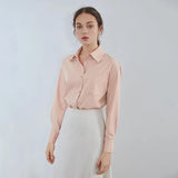 Multicolor Office Lady Casual Blouse Shirt Women Solid Long Sleeve Button Up Shirt Spring Female Elegant White