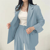 Fongt And Autumn New Blazer Female British Wind Casual Versatile Blue Small Medium Long Suit Female-Outfit