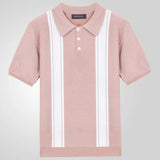 Fongt Men's Summer New Striped Knits Short Sleeve Business Polo Shirts Men's