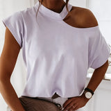 Tshirt Off Shoulder Short Sleeve White Solid Black Ladies Tshirts Halter 2020 Summer Fashion Casual T Shirts Tops