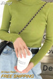 Half-Thigh Collar Sweater Women Korean Long Sleeve Slim Knitted Undershirt Fashion Elegant Casual Soft Basics