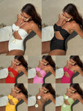 2024 New Drawstring Hollow Solid Rose Slings With Conjoined Swimsuit