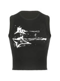 ribbed crop tank top with guitar