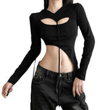 Fongt 2024 Winter Women's Solid Color Slim Long Sleeved Hoodie Smock Fashion Sling Vest Suit-Outfit