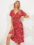 Women's Wear Station Summer Small Floral Print Short-Sleeved Dress-Outfit