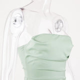 Satin Draped Tube Bodycon Maxi Dress-Outfit