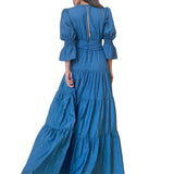 Fongt Spot 2024 Spring New Lady Fashion Temperament V Neck Long Sleeve In The Long Dress-Outfit