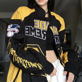Contrasting Oversize Vintage Moto Jacket-Outfit