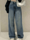 Vintage Faded Wash Straight Leg Boyfriend Jeans-Outfit