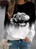 Landscape Flower Floral Print Long Sleeve