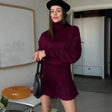 Fongt Solid Color Round Collar Loose Blouse Simple Dress Set In Autumn 2025