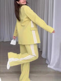 Fongt Fashion Striped Print Suit Wide Leg Pants Temperament Suit Female 3036