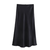 Spring Silk Satin Floral Trimmed Skirt 4661400 806-Outfit