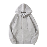 Solid Color Oversized Zip Up Loose Hoodie-Outfit